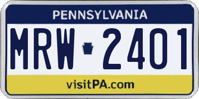 PA license plate MRW2401