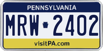 PA license plate MRW2402