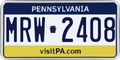 PA license plate MRW2408