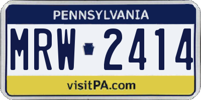 PA license plate MRW2414