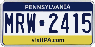 PA license plate MRW2415