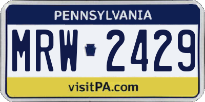 PA license plate MRW2429