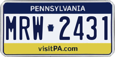 PA license plate MRW2431