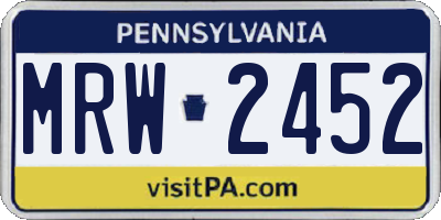 PA license plate MRW2452
