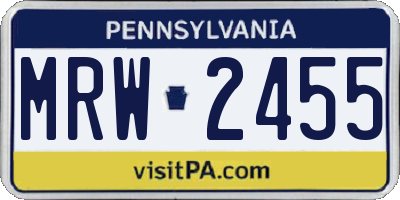 PA license plate MRW2455