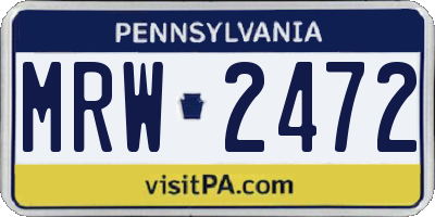 PA license plate MRW2472