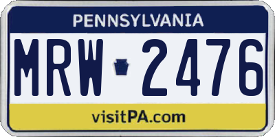 PA license plate MRW2476