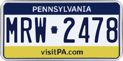 PA license plate MRW2478
