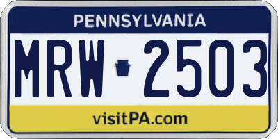 PA license plate MRW2503