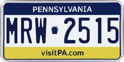 PA license plate MRW2515