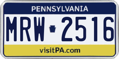 PA license plate MRW2516