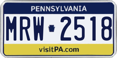 PA license plate MRW2518