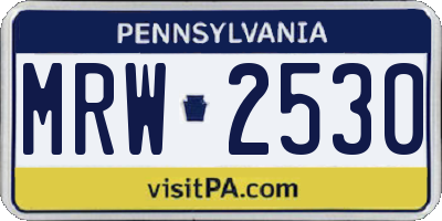 PA license plate MRW2530