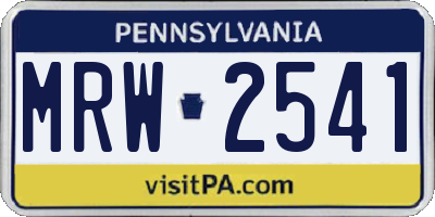PA license plate MRW2541