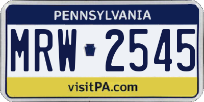 PA license plate MRW2545