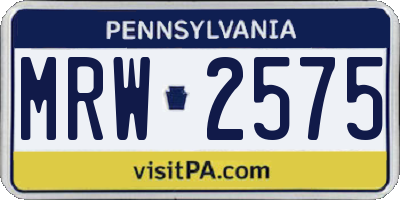 PA license plate MRW2575