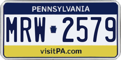 PA license plate MRW2579
