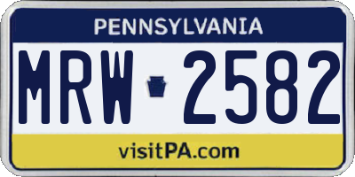 PA license plate MRW2582