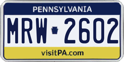 PA license plate MRW2602