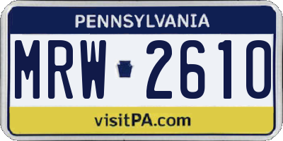 PA license plate MRW2610