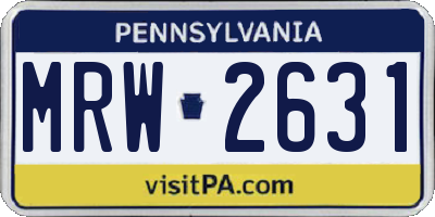 PA license plate MRW2631