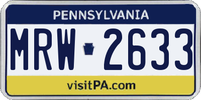 PA license plate MRW2633