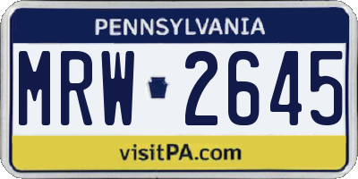 PA license plate MRW2645