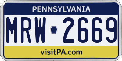 PA license plate MRW2669