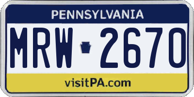 PA license plate MRW2670