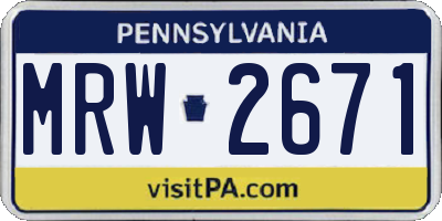 PA license plate MRW2671