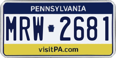 PA license plate MRW2681