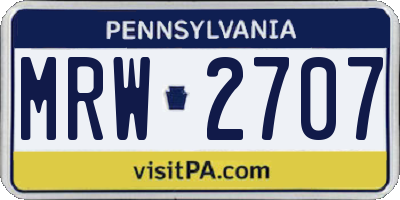 PA license plate MRW2707