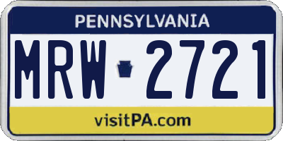 PA license plate MRW2721