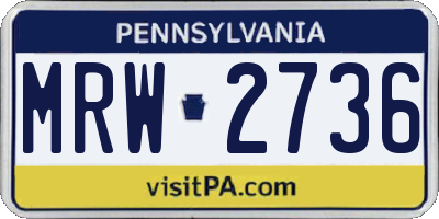 PA license plate MRW2736