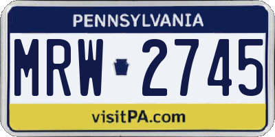 PA license plate MRW2745