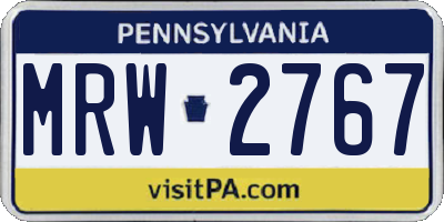 PA license plate MRW2767
