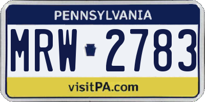 PA license plate MRW2783