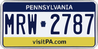PA license plate MRW2787