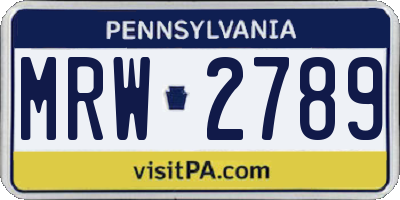 PA license plate MRW2789