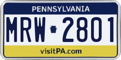 PA license plate MRW2801