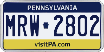 PA license plate MRW2802