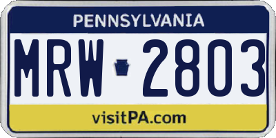 PA license plate MRW2803