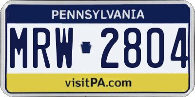 PA license plate MRW2804