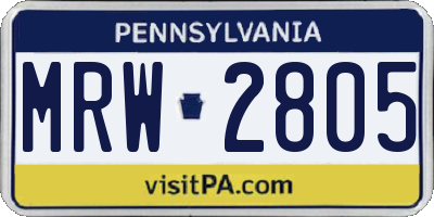 PA license plate MRW2805