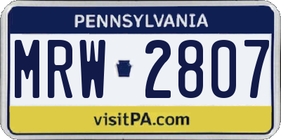 PA license plate MRW2807