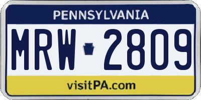 PA license plate MRW2809