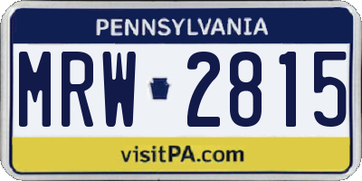 PA license plate MRW2815