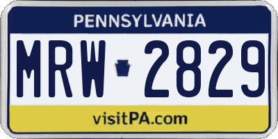 PA license plate MRW2829