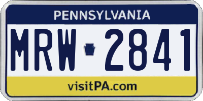 PA license plate MRW2841