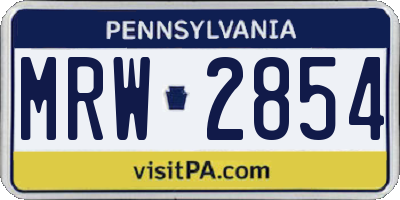 PA license plate MRW2854